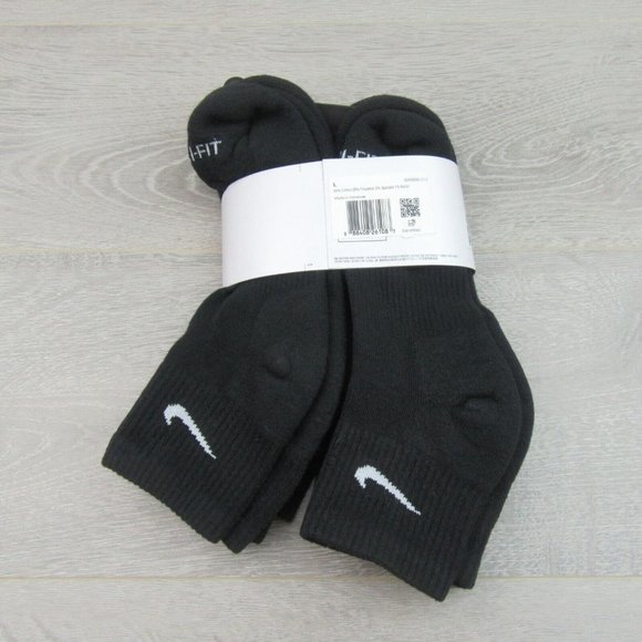 Nike Everyday Plus Cushioned Ankle Socks 6 Pack Mens Size 8-12 Black Dri-Fit NEW - Picture 6 of 9